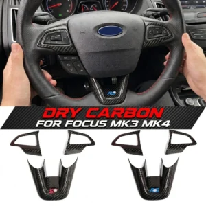 Dry Carbon Fiber Steering Wheel Button Frame Trim Cover For Ford Focus MK3 MK3.5 MK4 MK4.5 ST-Line RS Interior Trim Accessories