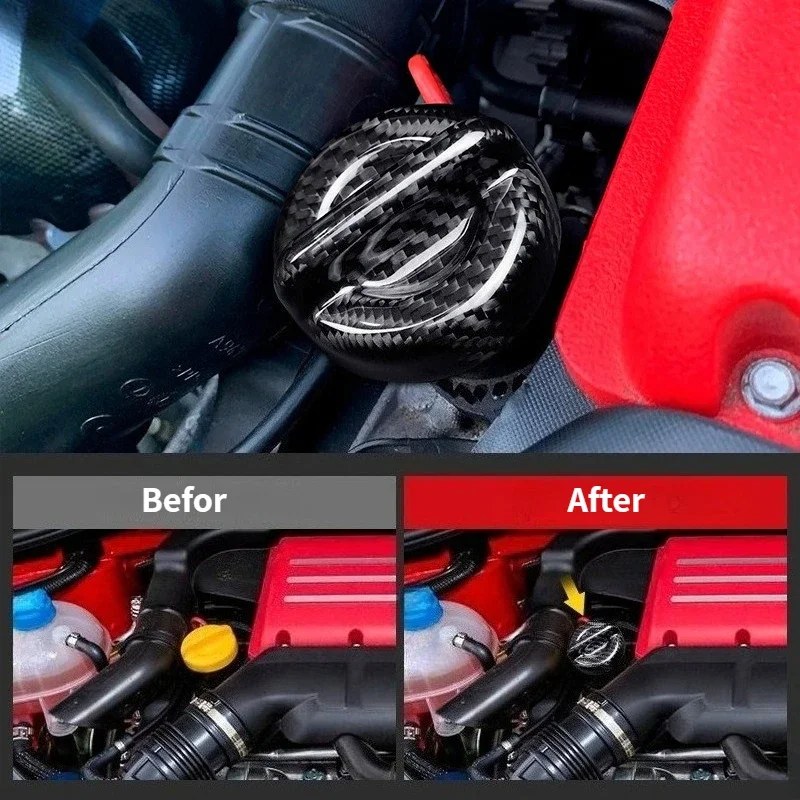 Dry Carbon Fiber Oil Cap For Fiat 500 Abarth 595 696 Real Engine Tank Filler Cap cover Interior Trim Sticker decorate Accessorie - 图片 4