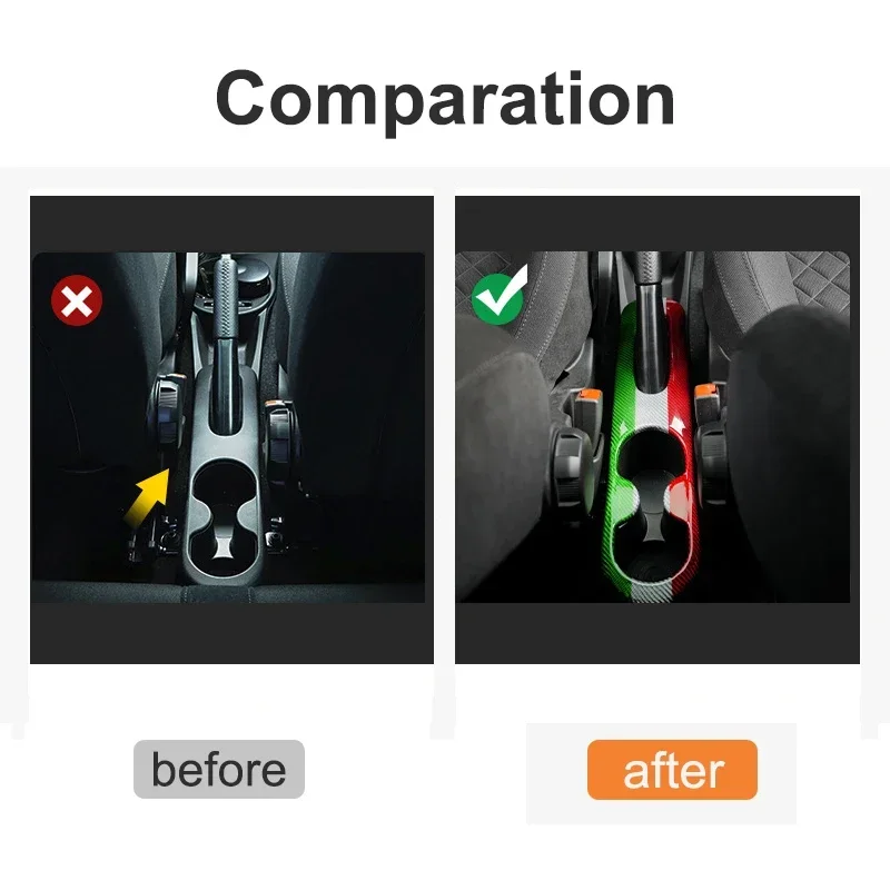 For Fiat 500 for Abarth 595 Real Dry Carbon Fiber 2016+ Gear Shift Cup Holder Panel Cover Decorative Interior Modification - 图片 2