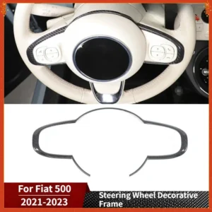 For Fiat 500 Real Dry Carbon Fiber 2021-2023 Interior Steering Wheel Decorative Frame Decoration Modification Accessories