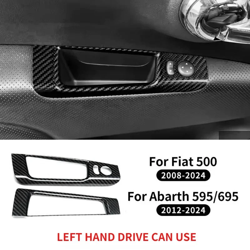 For Fiat 500 For Abarth 595 695 Real Hard Dry Carbon Fiber 12-2025 LHD RHD Door Panel Interior Sticker Modification Accessories - 图片 3