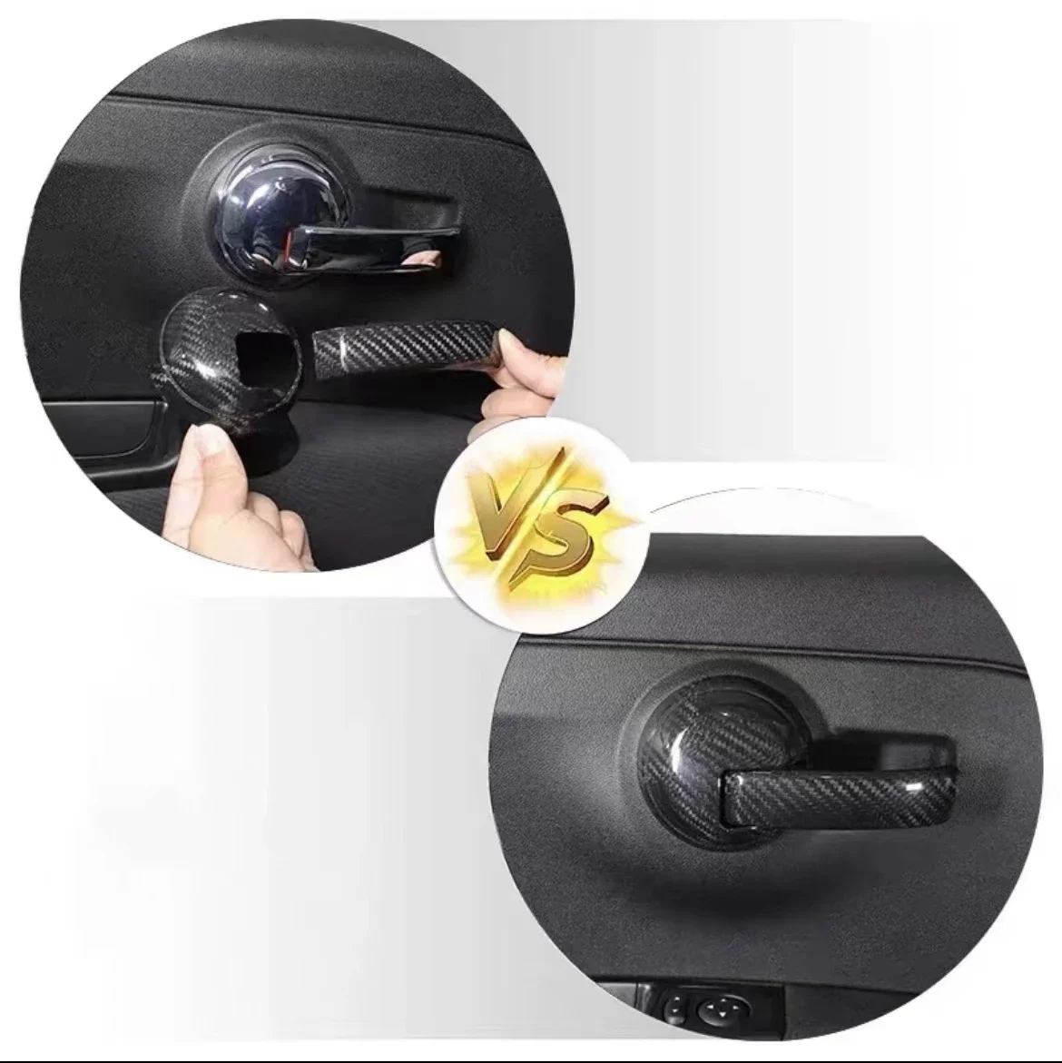 For Fiat 500 For Abarth 595 695 Real Hard Carbon Fiber Door Handle Cover Interior Decoration Modification 2008-2023 Accessories - 图片 5