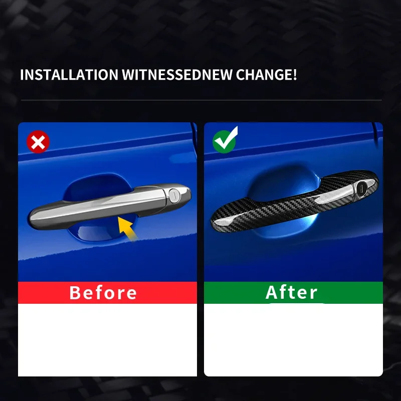 For Abarth 595 595C 695 For Fiat 500 Real Dry Carbon Fiber Door Handle Cover 08-23 Exterior Decoration Modification Body Kits - 图片 4