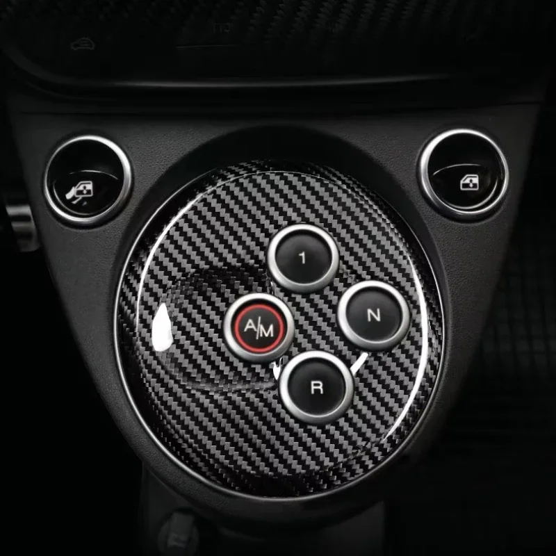 For Fiat For Abarth 500 595 695 Real Dry Carbon Fiber Gear Shift Panel Decorative Cover Sticker Interior Modification Accessorie - 图片 6