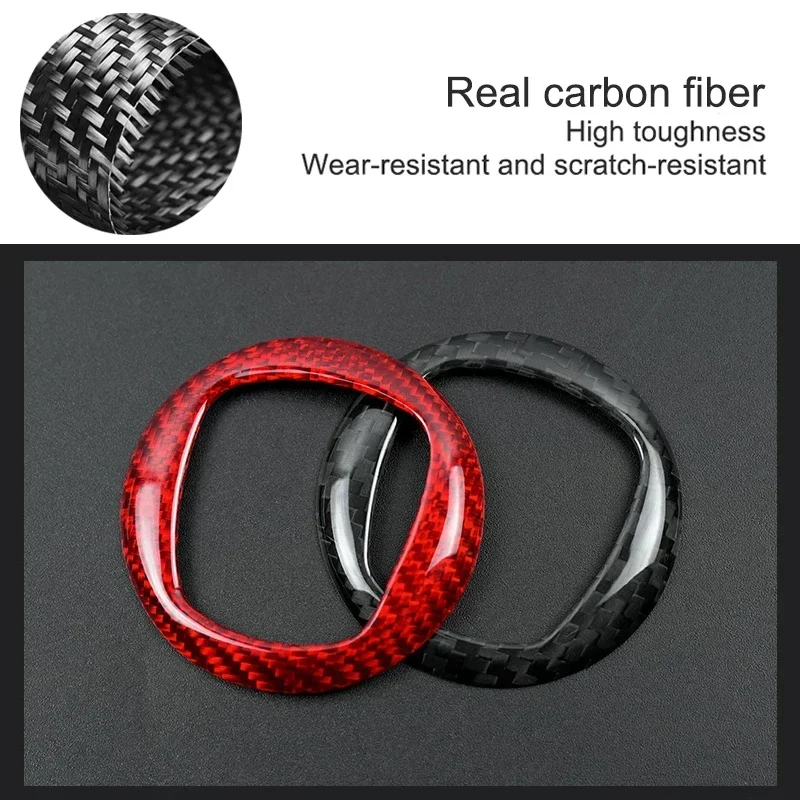 For Fiat 500 Steering Wheel Mark Real Dry Carbon Fiber Decorative Cover trim Sticker Interior Modification Accessorie 2008-2023 - 图片 2