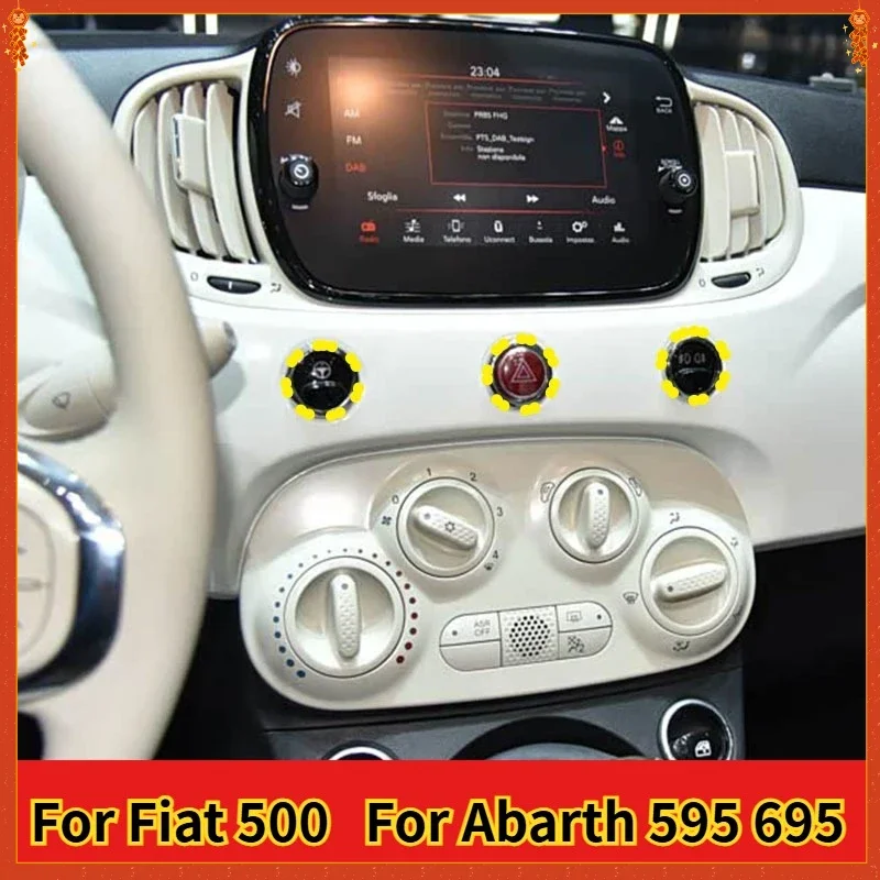 For Fiat 500 2008+ Abarth 595 695 2012+ Real Dry Carbon Fiber Interior Dashboard Instrument Panel Switch Button Cover Ring Trim - 图片 3