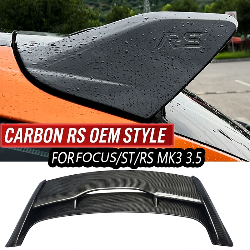 Real Carbon Fiber Rear Roof Spoiler Wing For Ford Focus MK3 MK3.5 ST RS 2012-2018 Hatchback RS OEM Style Bolt-On Replacement