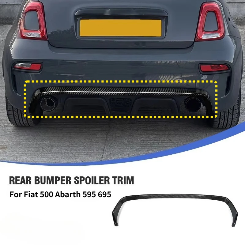 For Fiat 500 Abarth 595 695 Real Dry Carbon Fiber Exterior Rear Bumper Spoiler Trim Decoration Modification Accessories