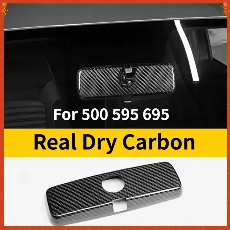 For FIAT For Abarth 500 595 695 Real Dry Carbon Fiber 17-2023 Interior Rearview Mirror &Side Wing Cover Modification Accessories - 图片 3