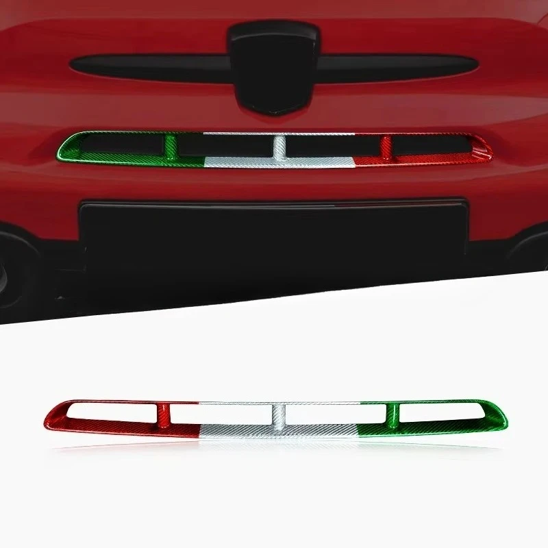 For Fiat 500 For ABARTH 595 2016+ Real Dry Carbon Fiber Front Grille Cover Black Interior Decoration Modification Accessories