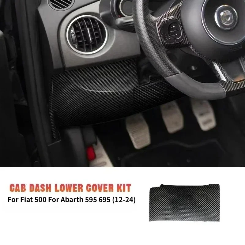 For Fiat 500 For Abarth 595 695 Real Dry Carbon Fiber 2012-2024 Cab Dashboard Lower Cover Interior Modification Accessories - 图片 3