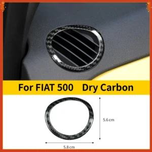 For FIAT 500 Real Dry Carbon Fiber Interior Black Defrost Air Vent Bezel Dashboard Decoration Modification Accessories