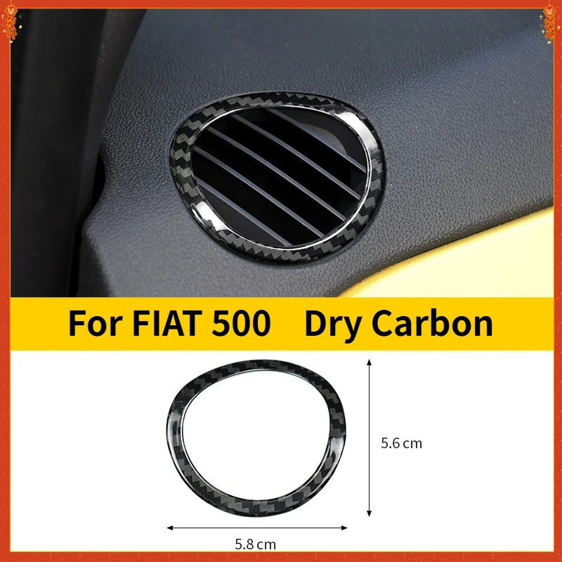 For FIAT 500 Real Dry Carbon Fiber Interior Black Defrost Air Vent Bezel Dashboard Decoration Modification Accessories
