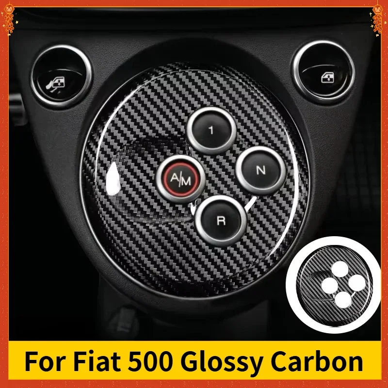 For Fiat For Abarth 500 595 695 Real Dry Carbon Fiber Gear Shift Panel Decorative Cover Sticker Interior Modification Accessorie