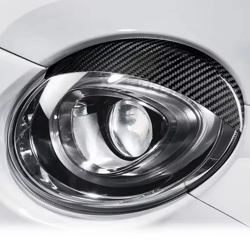 For FIAT 500 For Abarth 595 Real Dry Carbon Fiber 16-23 Exterior Sticker Headlight Headlamp Eyebrow Bezel Protection Decoration - 图片 3