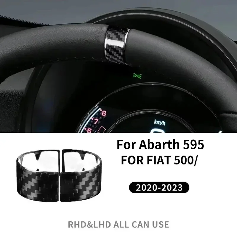 For Fiat 500 For Abarth 595 695 Real Dry Carbon Fiber Steering Wheel Frame Decorative Sticke Trim 09-2023 Interior Modification - 图片 5