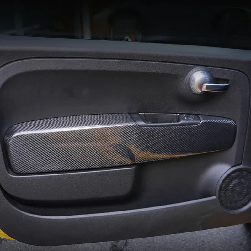 For Fiat 500 For Abarth 595 695 Real Hard Dry Carbon Fiber 12-2025 LHD RHD Door Panel Interior Sticker Modification Accessories - 图片 2