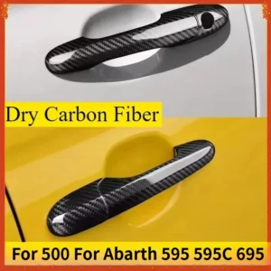 For Fiat 500 For Abarth 595 595C 695 Real Dry Carbon Fiber Door Handle Cover 08-2023 Exterior Decoration Modification Body Kit