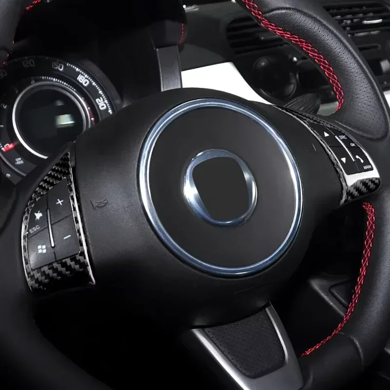 For Fiat 500 For Abarth 595 Real Dry Carbon Fiber Sticker 10~2015 Steering Wheel Button Interior Trim Modification Accessories - 图片 3
