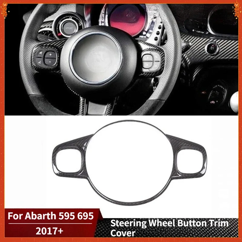 For Fiat For Abarth 595 695 Real Dry Carbon Fiber 2017+ Interior Steering Wheel Button Trim Cover Modification Accessories - 图片 4