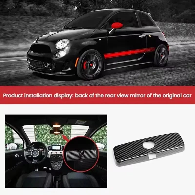 For FIAT For Abarth 500 595 695 Real Dry Carbon Fiber 17-2023 Interior Rearview Mirror &Side Wing Cover Modification Accessories - 图片 5