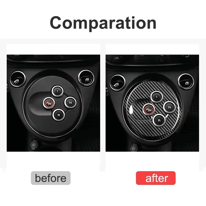 For Fiat For Abarth 500 595 695 Real Dry Carbon Fiber Gear Shift Panel Decorative Cover Sticker Interior Modification Accessorie - 图片 2