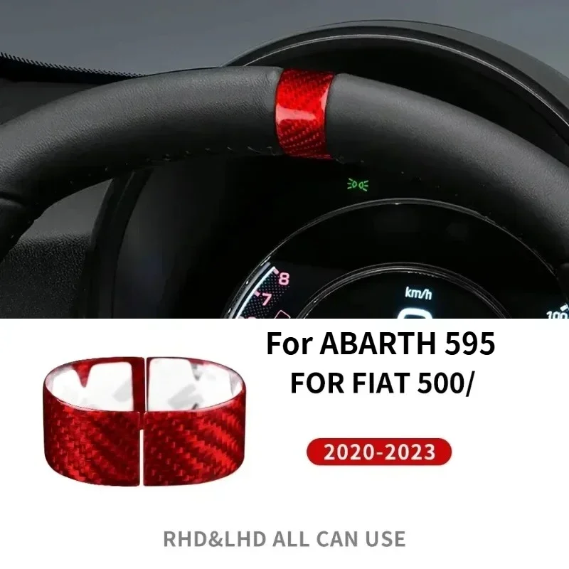 For Fiat 500 For Abarth 595 695 Real Dry Carbon Fiber Steering Wheel Frame Decorative Sticke Trim 09-2023 Interior Modification - 图片 3