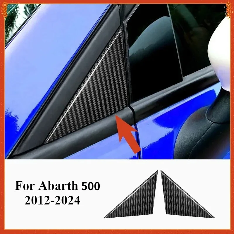 For FIAT 500 For Abarth Real Dry Carbon Fiber 12-2024 Mirror Triangle Plate Cover Front Window A-Pillar Modification Accessories - 图片 3