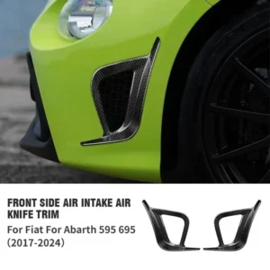 For Fiat Abarth 595 695 Real Dry Carbon Fiber Decoration Front Bumper Canard Side Air Knife Intake Blade Accessories Body Kit