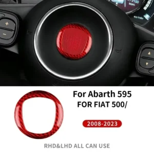 For Fiat 500 For Abarth 595 695 Real Dry Carbon Fiber Steering Wheel Frame Decorative Sticke Trim 09-2023 Interior Modification