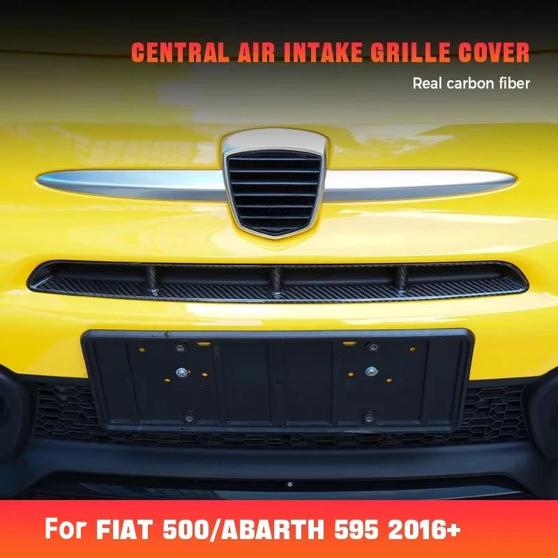 For Fiat 500 For ABARTH 595 2016+ Real Dry Carbon Fiber Front Grille Cover Black Interior Decoration Modification Accessories - 图片 2