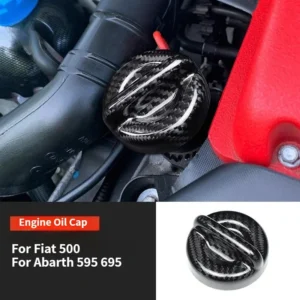 Dry Carbon Fiber Oil Cap For Fiat 500 Abarth 595 696 Real Engine Tank Filler Cap cover Interior Trim Sticker decorate Accessorie