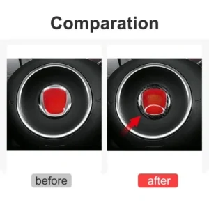 For Fiat 500 Steering Wheel Mark Real Dry Carbon Fiber Decorative Cover trim Sticker Interior Modification Accessorie 2008-2023