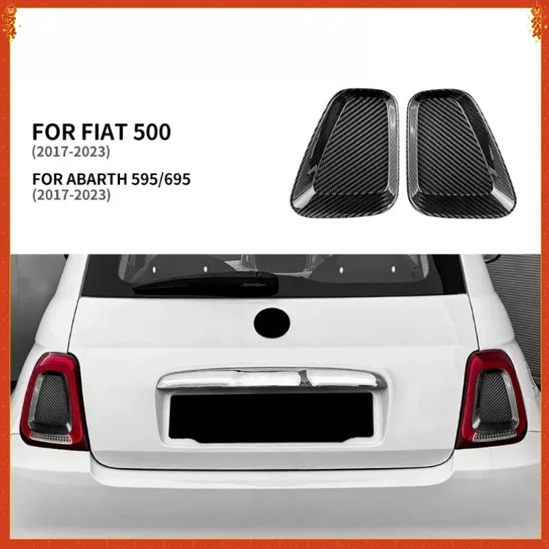 For FIAT 500 For ABARTH 595 695 Real Dry Carbon Fiber 2017-2023 Rear Tail Light Cover Decoration Plate Modification Body Kits - 图片 2