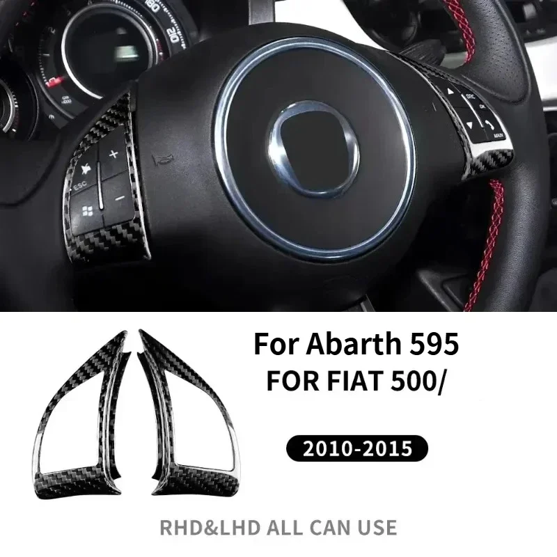 For Fiat 500 For Abarth 595 Real Dry Carbon Fiber Sticker 10~2015 Steering Wheel Button Interior Trim Modification Accessories - 图片 4