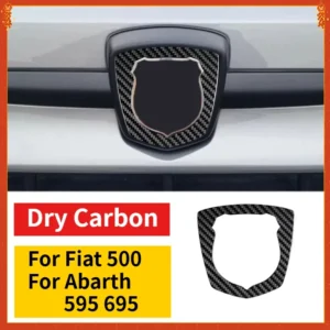 For Fiat 500 For Abarth 595 695 Real Dry Carbon Fiber Badge Logo Surround Decorative Cover Trim 2012-2024 Exterior Accessorie