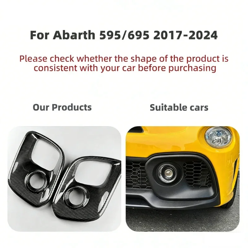 For Fiat For Abarth 595 695 Real Dry Carbon Fiber 2017-2024 Interior Fog Light Grille Cover Decoration Modification Accessories - 图片 4