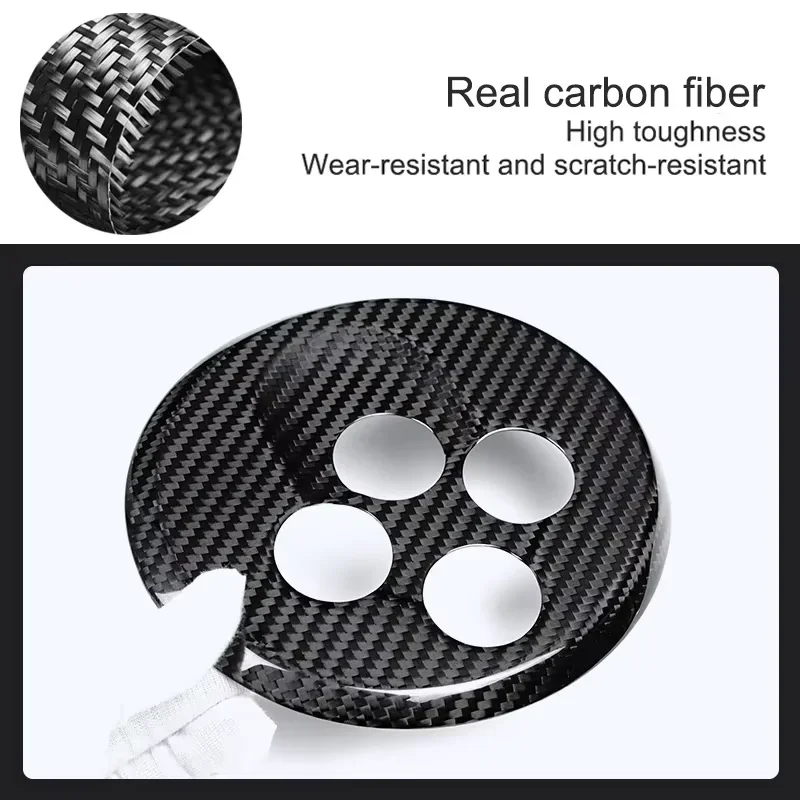For Fiat For Abarth 500 595 695 Real Dry Carbon Fiber Gear Shift Panel Decorative Cover Sticker Interior Modification Accessorie - 图片 3