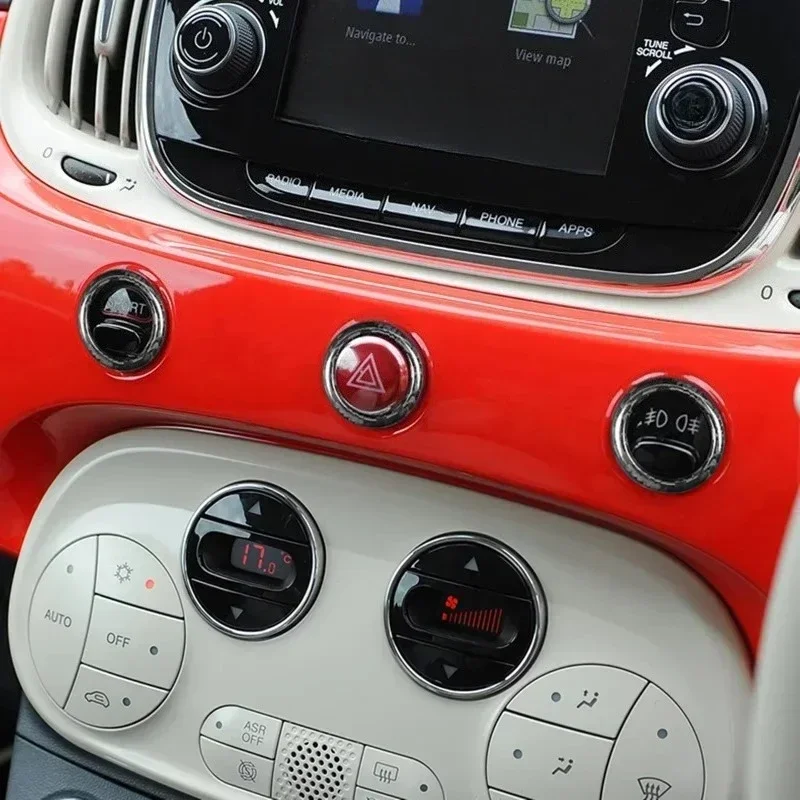 For Fiat 500 2008+ For Abarth 595 695 2012+ Real Dry Carbon Fiber Interior Dashboard Instrument Panel Switch Button Cover Ring