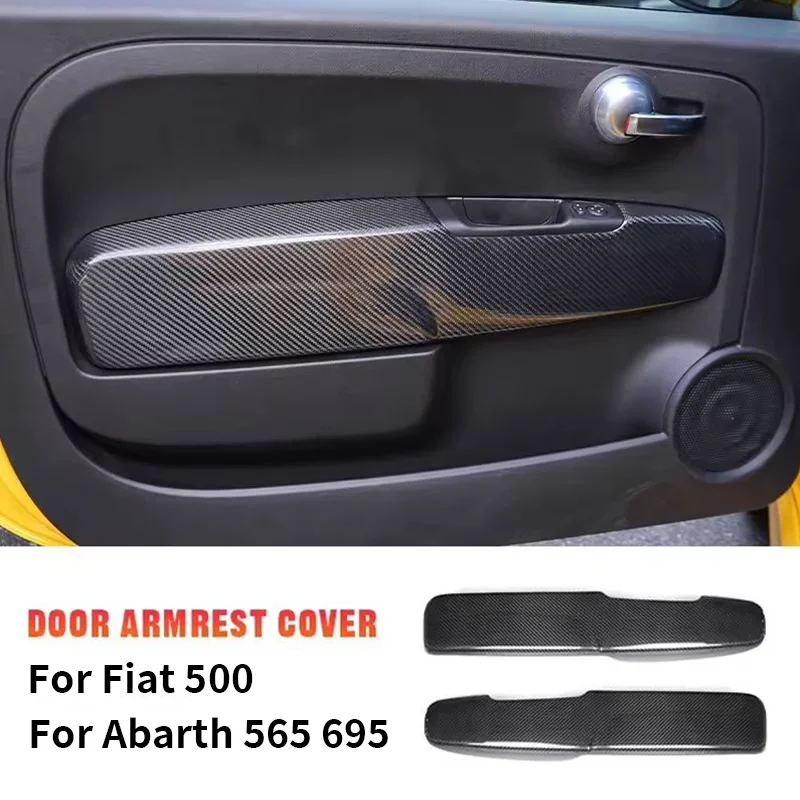For Fiat 500 For Abarth 595 695 Real Hard Dry Carbon Fiber 12-2025 LHD RHD Door Panel Interior Sticker Modification Accessories - 图片 4