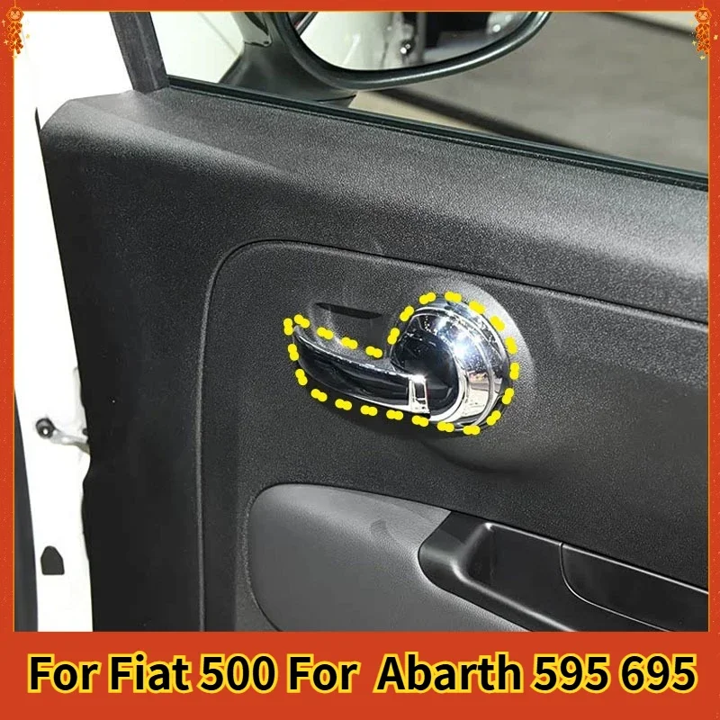 For Fiat 500 For Abarth 595 695 Real Hard Carbon Fiber Door Handle Cover Interior Decoration Modification 2008-2023 Accessories - 图片 2