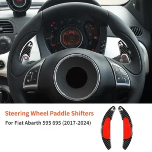 For Fiat Abarth 595 695 Real Dry Carbon Fiber 17-24 Interior Steering Wheel Paddle Shifters Decoration Modification Accessories