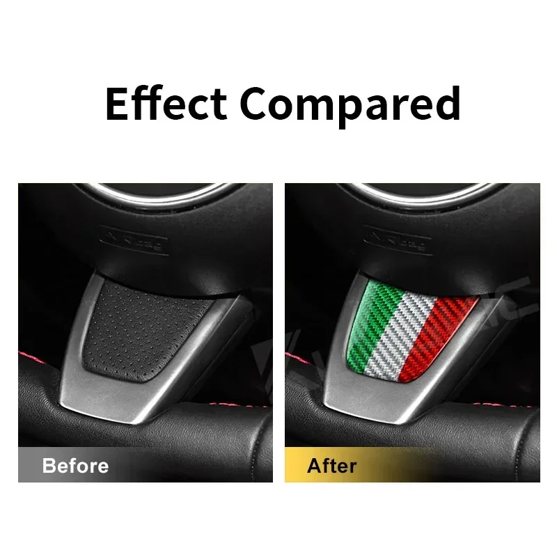For Fiat 500 For Abarth 595 Real Hard Dry Carbon Fiber 2012-2015 Sticker Bottom Tricolor Interior Trim Modification Accessories - 图片 3