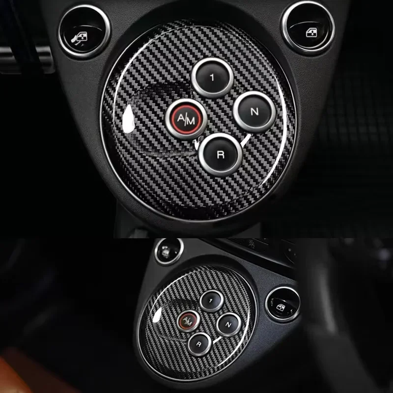 For Fiat For Abarth 500 595 695 Real Dry Carbon Fiber Gear Shift Panel Decorative Cover Sticker Interior Modification Accessorie - 图片 4