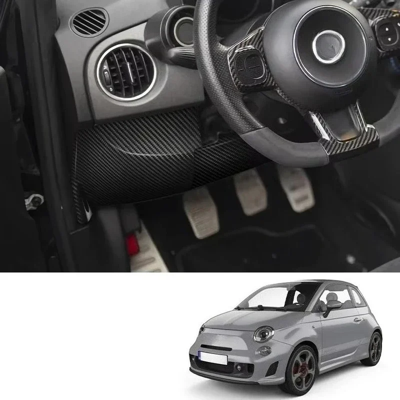 For Fiat 500 For Abarth 595 695 Real Dry Carbon Fiber 2012-2024 Cab Dashboard Lower Cover Interior Modification Accessories - 图片 5