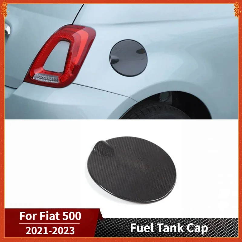 For Fiat 500 Real Dry Carbon Fiber Exterior Decoration 2021-2023 Glossy Fuel Tank Cap Trim Modification Accessories Body Kit - 图片 4