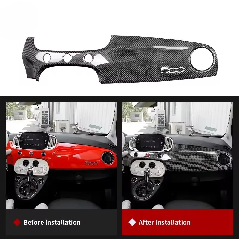 For FIAT 500 For Abarth 595 695 Dry Carbon Fiber Interior Central Control Speedomete Trim Ring Dashboard Decoration Accessories - 图片 5