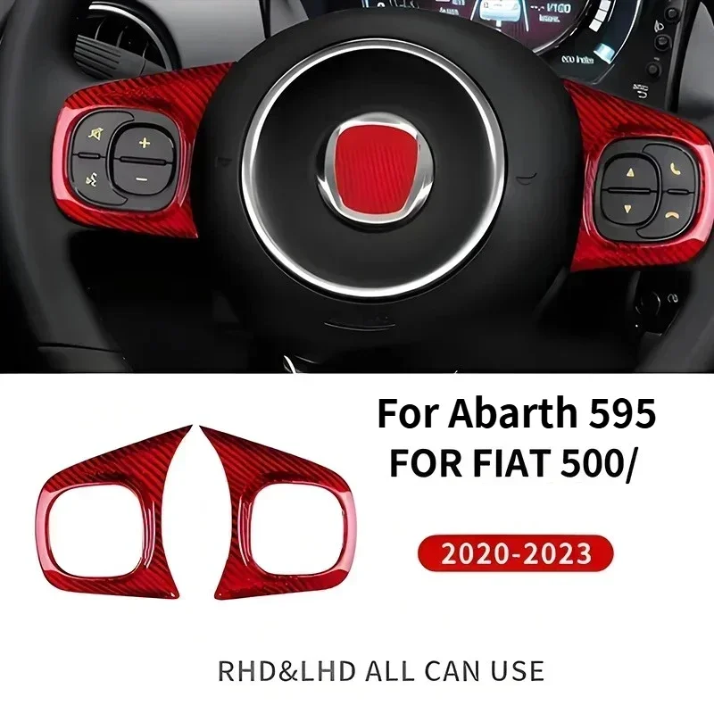 For Fiat 500 For Abarth 595 695 Real Dry Carbon Fiber Steering Wheel Frame Decorative Sticke Trim 09-2023 Interior Modification - 图片 6