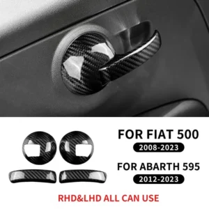For Fiat 500 For Abarth 595 695 Real Hard Dry Carbon Fiber 12-2025 LHD RHD Door Panel Interior Sticker Modification Accessories