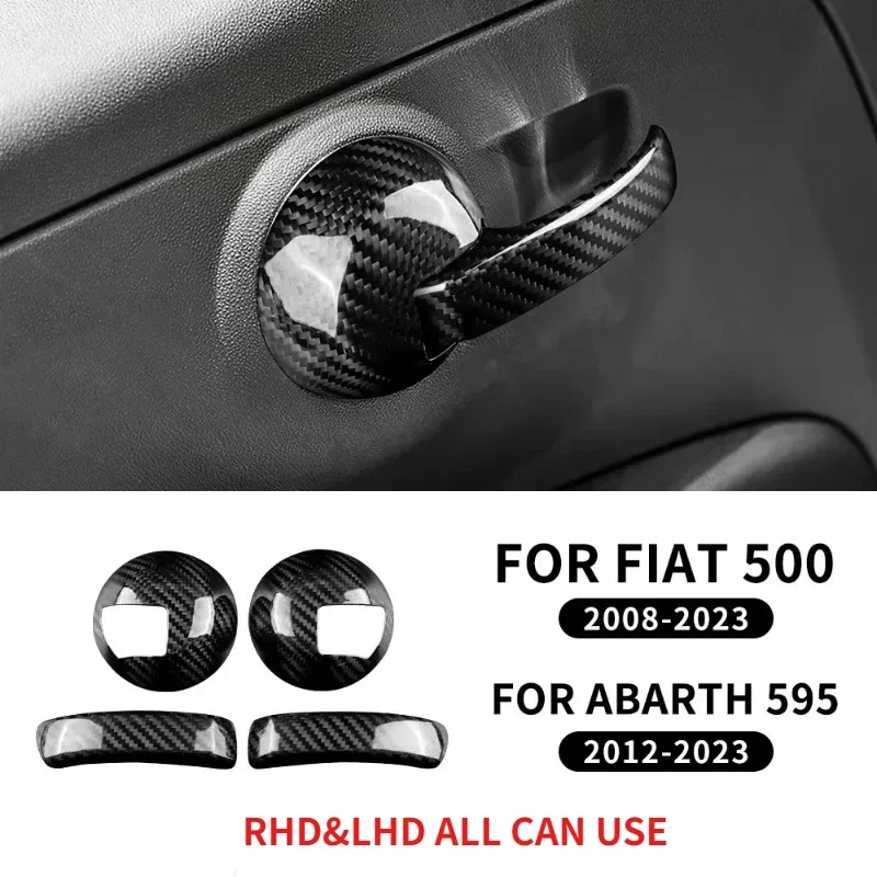 For Fiat 500 For Abarth 595 695 Real Hard Dry Carbon Fiber 12-2025 LHD RHD Door Panel Interior Sticker Modification Accessories